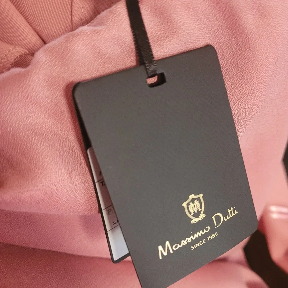 Massimo‎ Dutti Pink Jumpsuit 6 NWT Viscose Twill Wide Leg Sculptural Tie Back